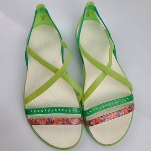 Crocs Isabella Iconic Comfort Strappy Jelly Mint Green Womens Sz 6 Sandals Flats